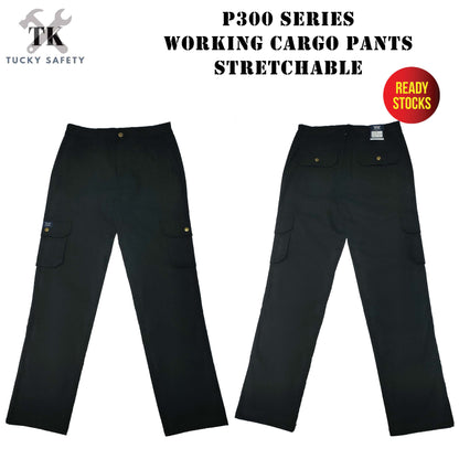 P300 [ READY STOCK ] CARGO 6 POCKETS SLIM STRETCHABLE WORKING LONG PANTS / CARGO PANTS / SELUAR PANJANG KERJA