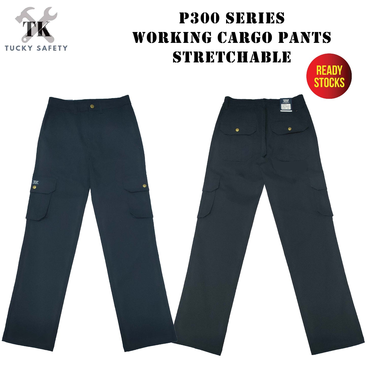 P300 [ READY STOCK ] CARGO 6 POCKETS SLIM STRETCHABLE WORKING LONG PANTS / CARGO PANTS / SELUAR PANJANG KERJA