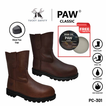 PC-301 [ PAW CLASSIC ] MEN'S HEAVY DUTY SAFETY BOOT / KASUT KERJA LELAKI SAFETY BOOT STEEL TOE STEEL PLATE SAFETY BOOT