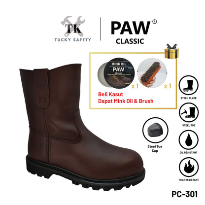 PC-301 [ PAW CLASSIC ] MEN'S HEAVY DUTY SAFETY BOOT / KASUT KERJA LELAKI SAFETY BOOT STEEL TOE STEEL PLATE SAFETY BOOT
