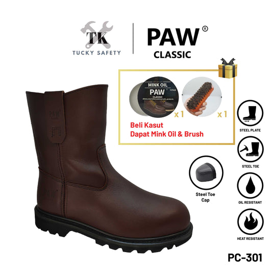 PC-301 [ PAW CLASSIC ] MEN'S HEAVY DUTY SAFETY BOOT / KASUT KERJA LELAKI SAFETY BOOT STEEL TOE STEEL PLATE SAFETY BOOT