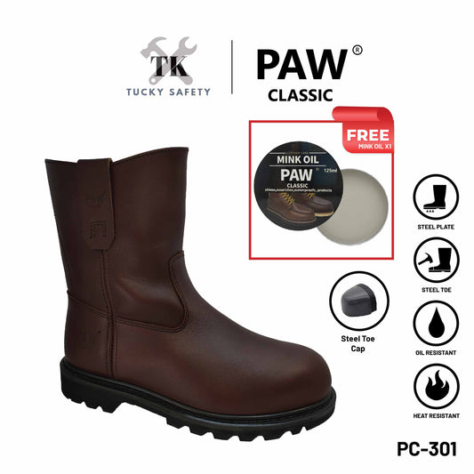 PC-301 [ PAW CLASSIC ] MEN'S HEAVY DUTY SAFETY BOOT / KASUT KERJA LELAKI SAFETY BOOT STEEL TOE STEEL PLATE SAFETY BOOT