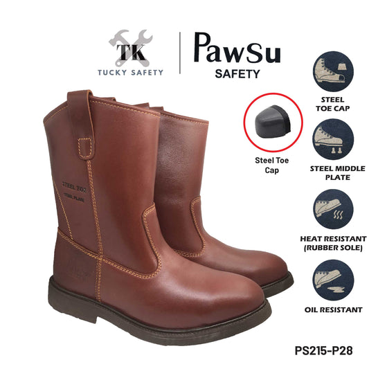 PS215 SERIES PAWSU MEN'S SAFETY BOOT / STEEL TOE PLATE HEAVY DUTY SAFETY BOOT / KASUT KERJA LELAKI