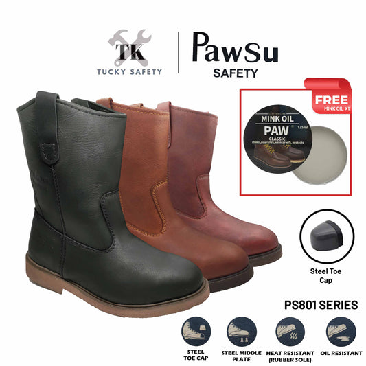 PS801 SERIES PAWSU MEN'S SAFETY BOOT / STEEL TOE PLATE HEAVY DUTY SAFETY BOOT / KASUT KERJA LELAKI