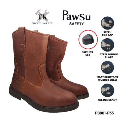 PS801 SERIES PAWSU MEN'S SAFETY BOOT / STEEL TOE PLATE HEAVY DUTY SAFETY BOOT / KASUT KERJA LELAKI