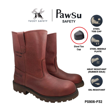 PS906 SERIES PAWSU MEN'S SAFETY BOOT / STEEL TOE PLATE HEAVY DUTY SAFETY BOOT / KASUT KERJA LELAKI