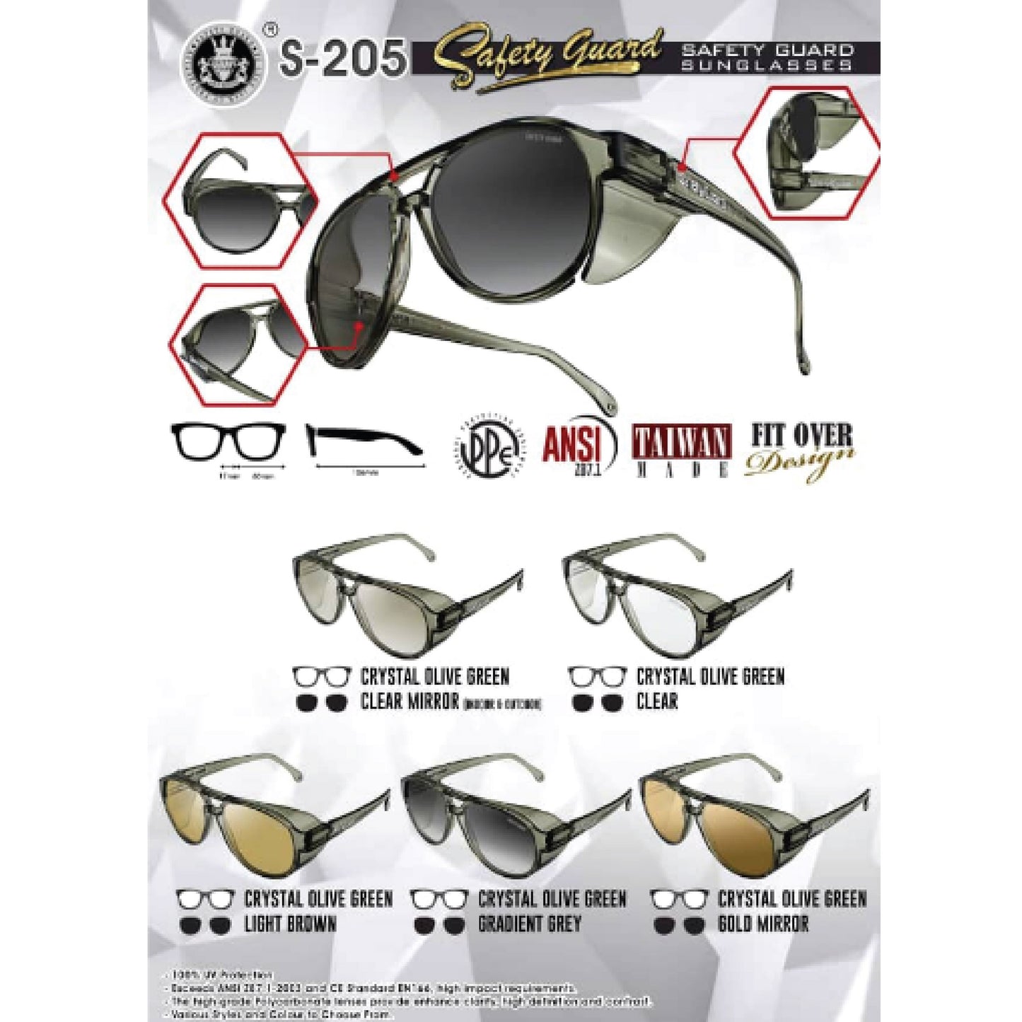 S-205 - SAFETY GUARD SUNGLASSES / WORK EYEWEAR PROTECTIVE PROTECTION GOGGLE SPECTACLES / CERMIN MATA KERJA