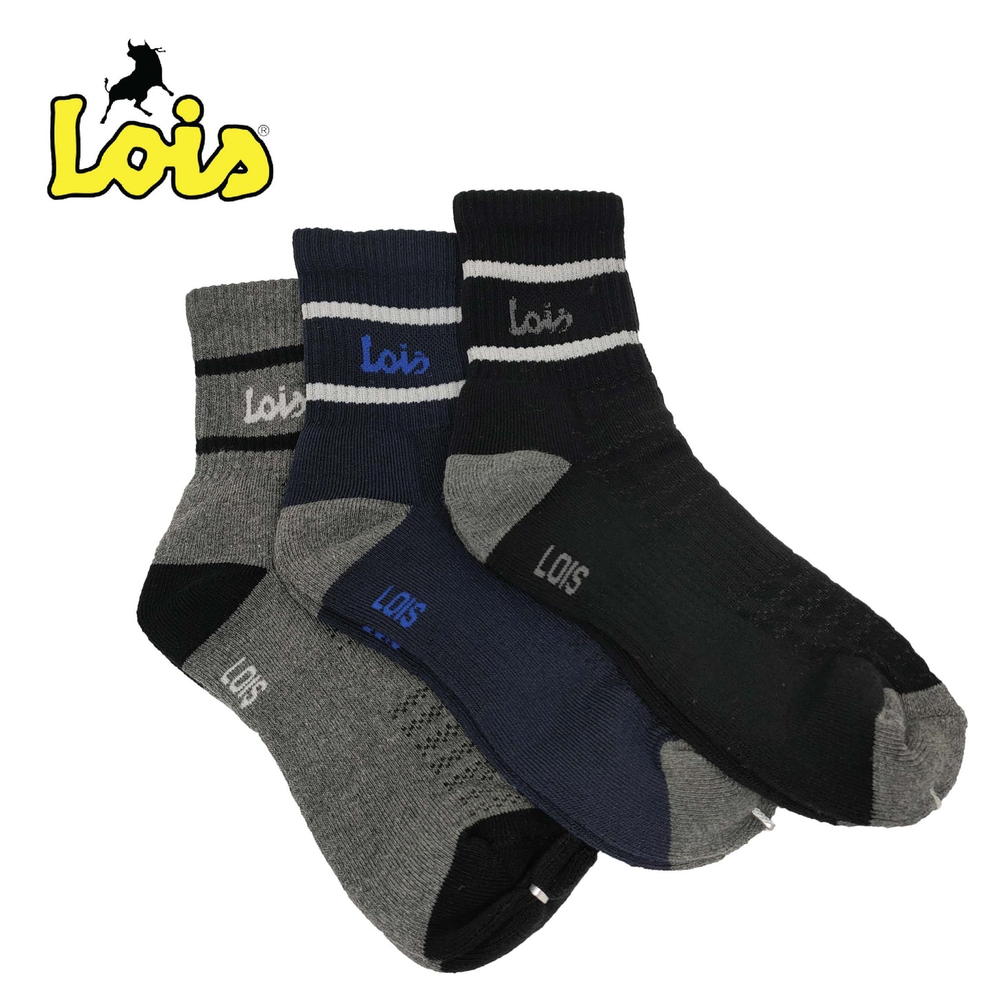 SC-7404 [ LOIS ] HEAVY DUTY SAFETY MEN SOCK STRETCHABLE / STOCKING KAIN TEBAL COTTON SOCK FREE SIZE