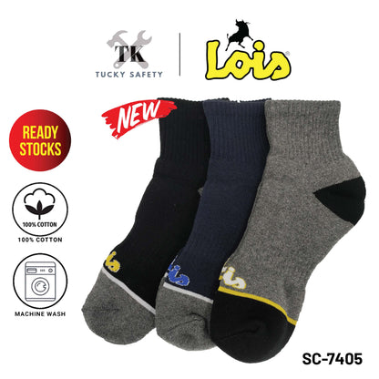 SC-7405 [ LOIS ] HEAVY DUTY SAFETY MEN SOCK STRETCHABLE / STOCKING KAIN TEBAL COTTON SOCK FREE SIZE