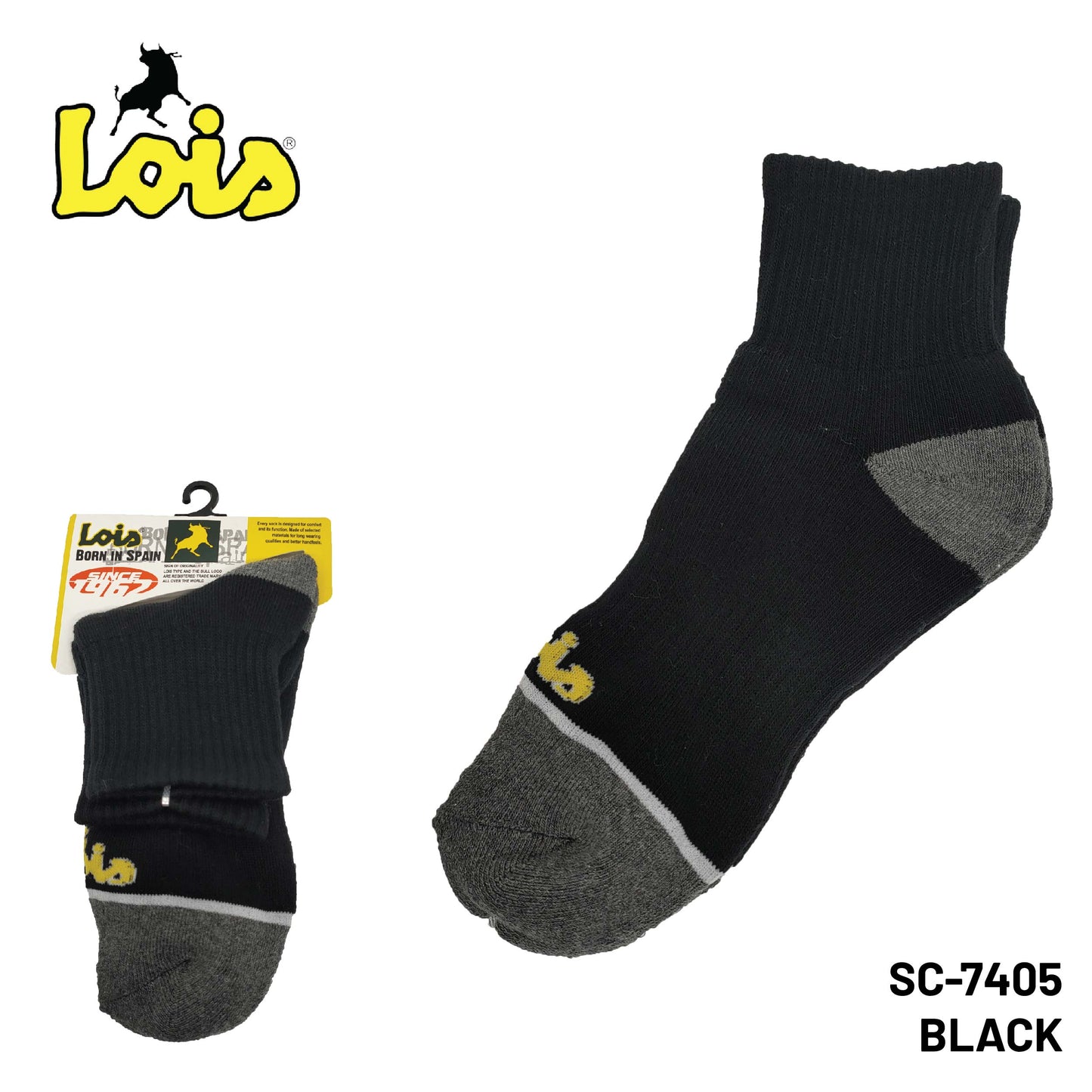 SC-7405 [ LOIS ] HEAVY DUTY SAFETY MEN SOCK STRETCHABLE / STOCKING KAIN TEBAL COTTON SOCK FREE SIZE