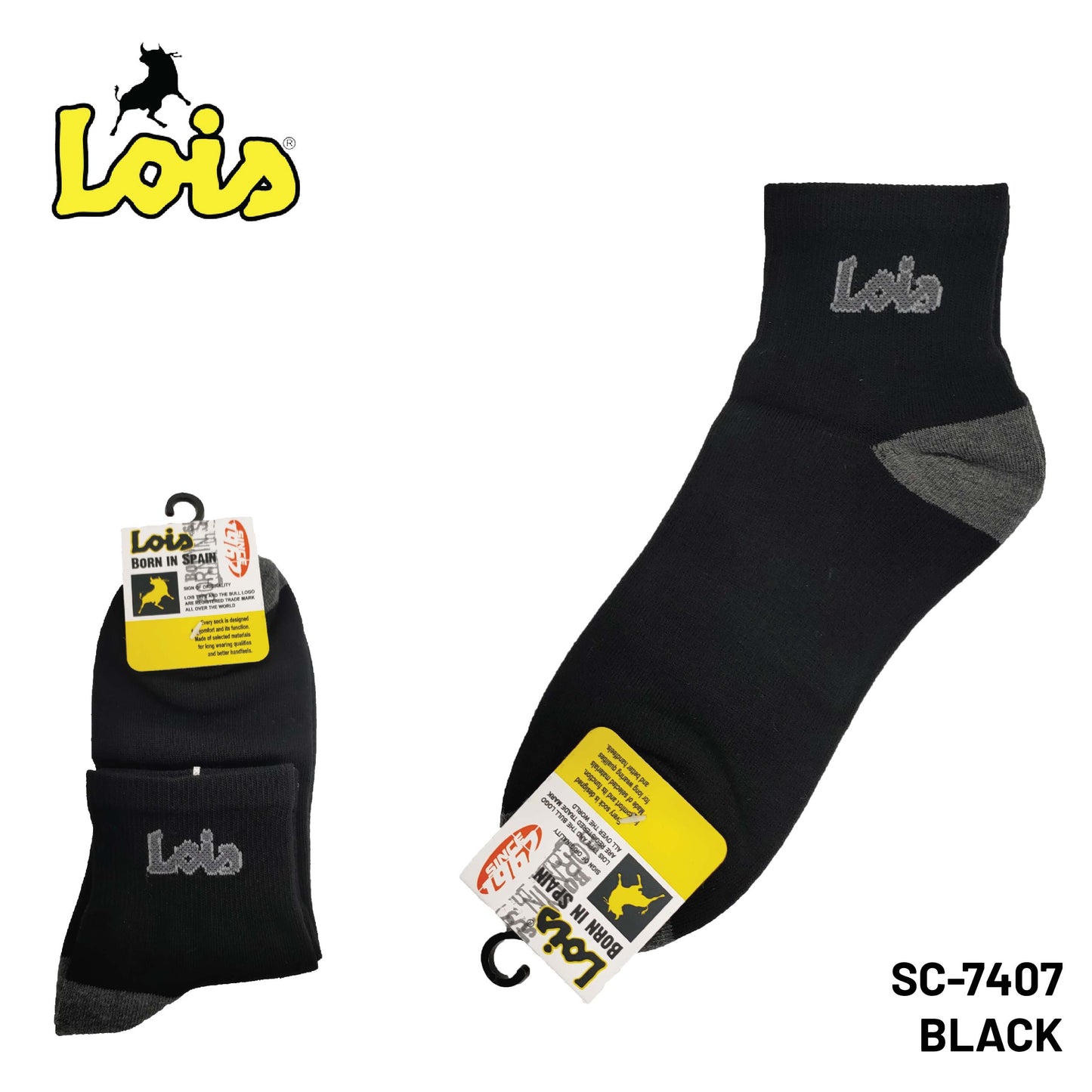 SC-7407 [ LOIS ] SAFETY MEN SOCK STRETCHABLE / STOCKING COTTON SOCK FREE SIZE