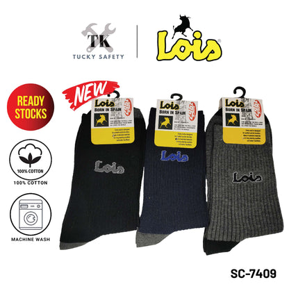 SC-7409 [ LOIS ] SAFETY MEN SOCK STRETCHABLE / STOCKING COTTON SOCK FREE SIZE