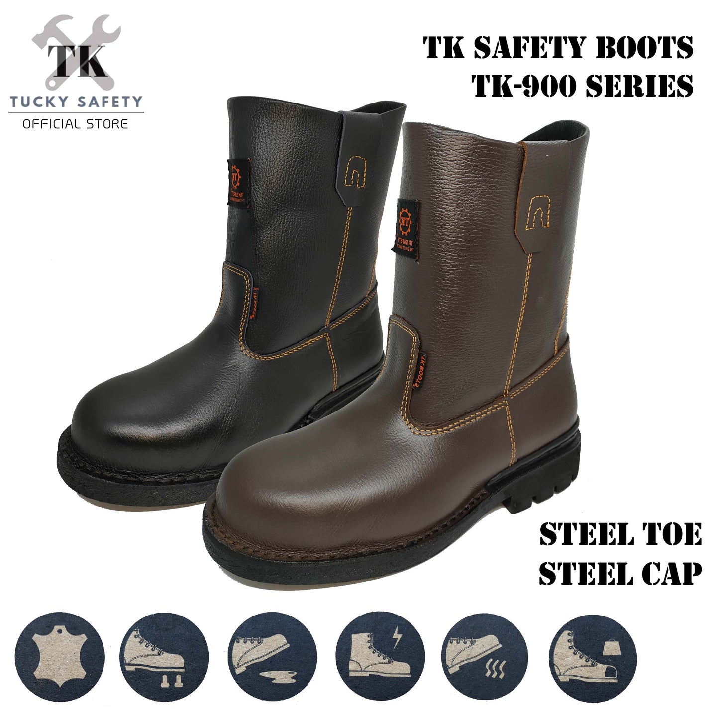 TK-900 SERIES TK MEN'S SAFETY SHOES / HEAVY DUTY WORKING SHOES / KASUT KERJA LELAKI SAFETY BOOT STEEL TOE STEEL CAP