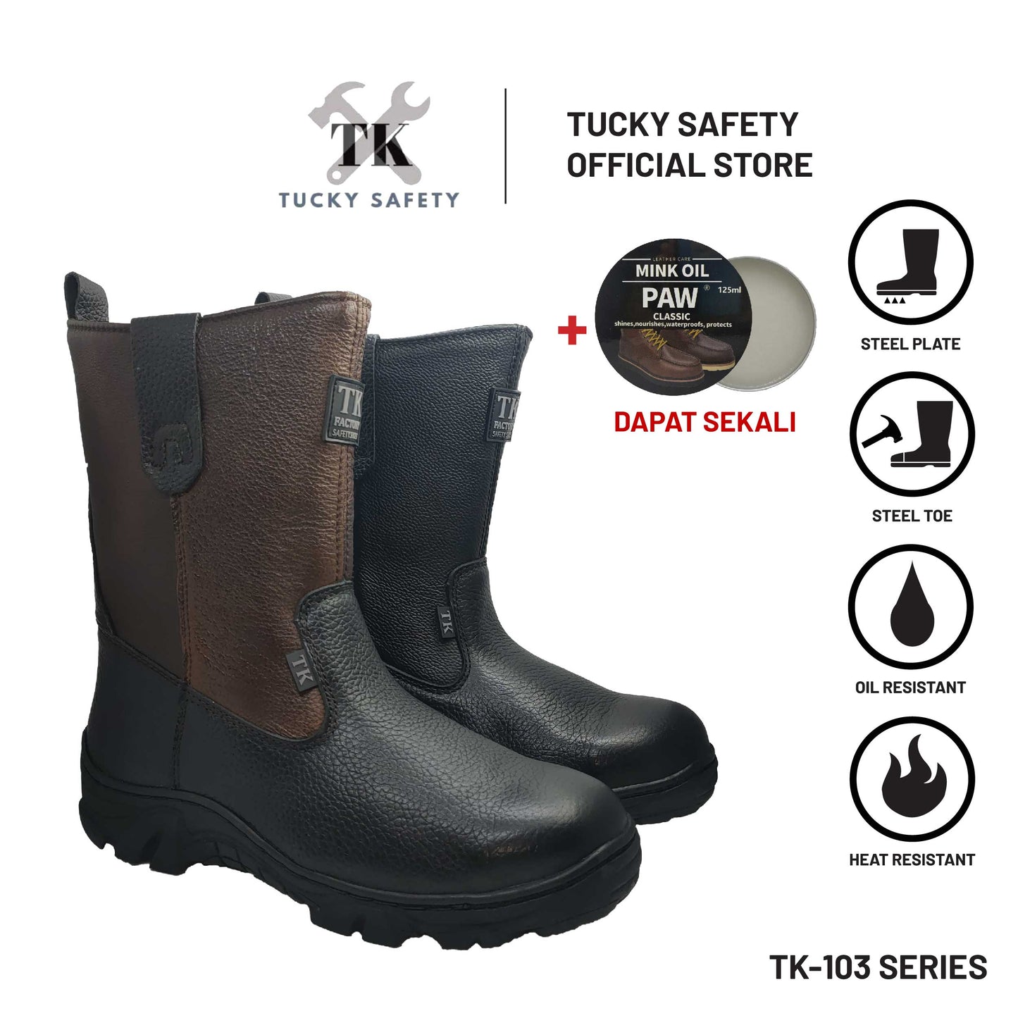 TK103 SERIES TK BUT KESELAMATAN LELAKI MEN'S SAFETY SHOES / STEEL TOE STEEL PLATE / KASUT KERJA LELAKI SAFETY BOOT