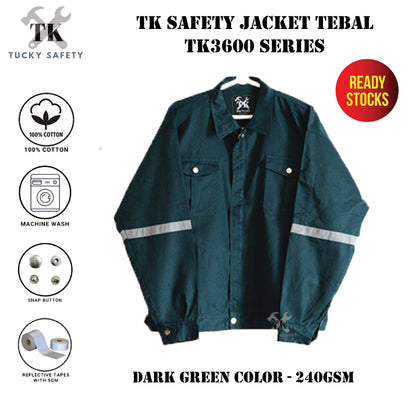 TK3600 - TK 100% COTTON TEBAL MEN'S SAFETY WORKING JACKET TEBAL / WORKING JACKET / BAJU KERJA TEBAL LELAKI 3600