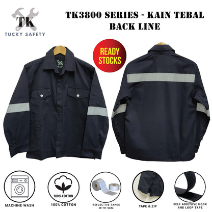 TK3800 - SIZE S - 5XL TK SAFETY JACKET TEBAL / WORKING JACKET / SLEEVE BUTTON / CLOTHES 240GSM