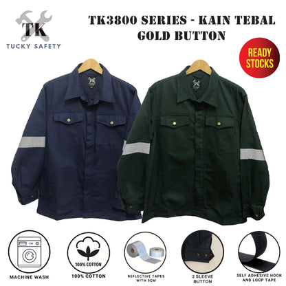 TK 3800 - 240GSM SIZE XS - 5XL TK SAFETY JACKET TEBAL / WORKING JACKET / SLEEVE GOLD BUTTON / CLOTHES BAJU KERJA LELAKI