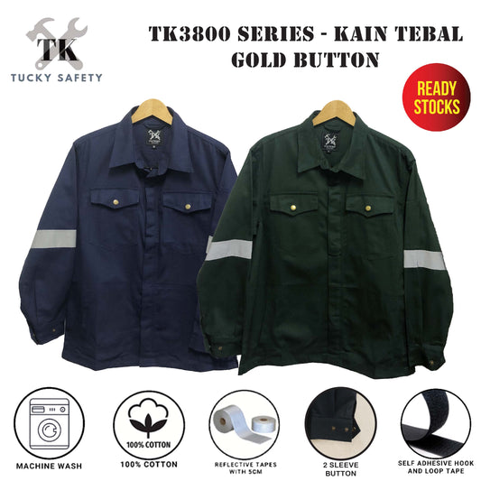 TK 3800 - 240GSM SIZE XS - 5XL TK SAFETY JACKET TEBAL / WORKING JACKET / SLEEVE GOLD BUTTON / CLOTHES BAJU KERJA LELAKI