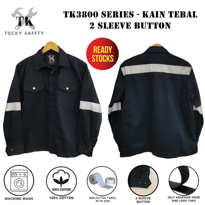 TK3800 - SIZE S - 5XL TK SAFETY JACKET TEBAL / WORKING JACKET / SLEEVE BUTTON / CLOTHES 240GSM