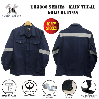 TK 3800 - 240GSM SIZE XS - 5XL TK SAFETY JACKET TEBAL / WORKING JACKET / SLEEVE GOLD BUTTON / CLOTHES BAJU KERJA LELAKI