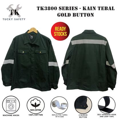 TK 3800 - 240GSM SIZE XS - 5XL TK SAFETY JACKET TEBAL / WORKING JACKET / SLEEVE GOLD BUTTON / CLOTHES BAJU KERJA LELAKI