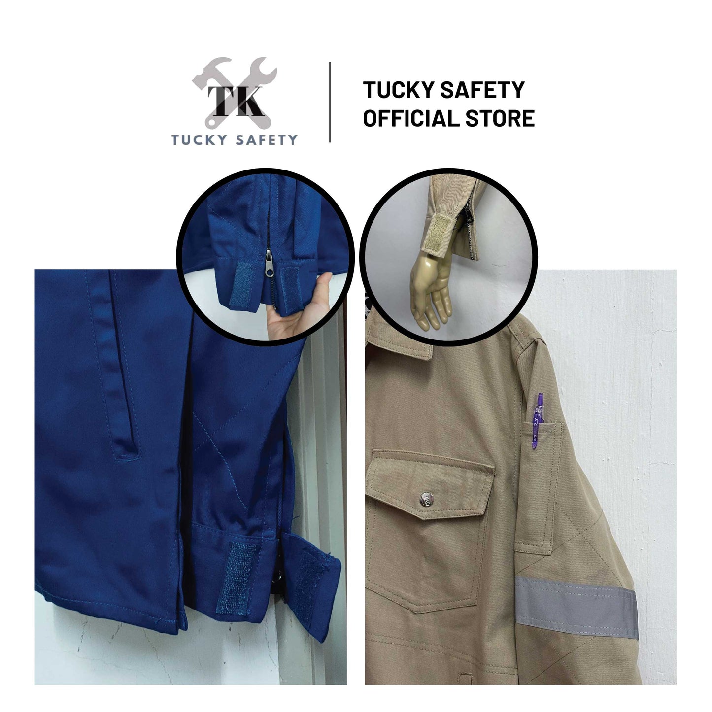 TK3900 - TK WELDING SAFETY JACKET WITH DOUBLE LAYER SLEEVE / BAJU KERJA WELDER DUA LAPIS LENGAN