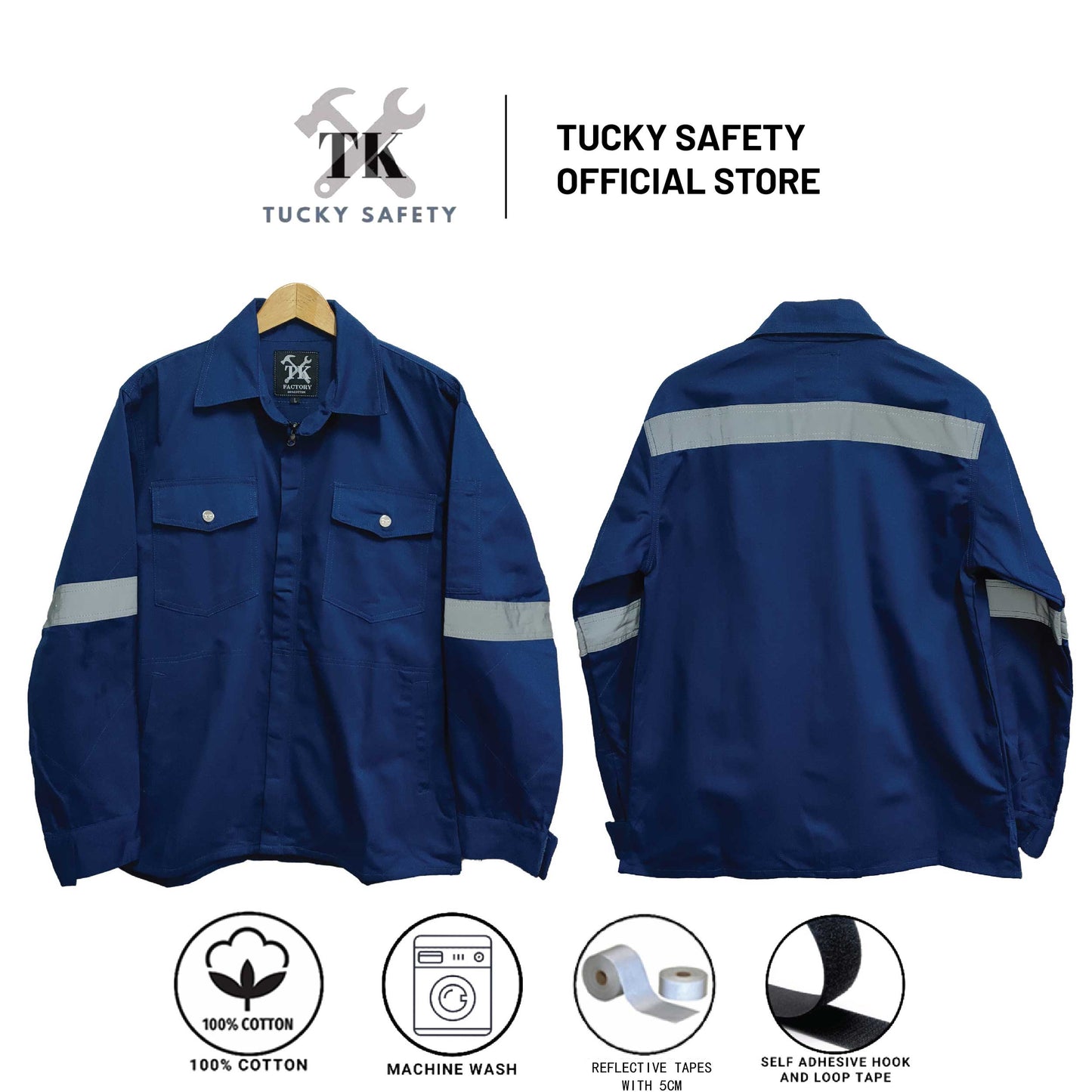 TK3900 - TK WELDING SAFETY JACKET WITH DOUBLE LAYER SLEEVE / BAJU KERJA WELDER DUA LAPIS LENGAN