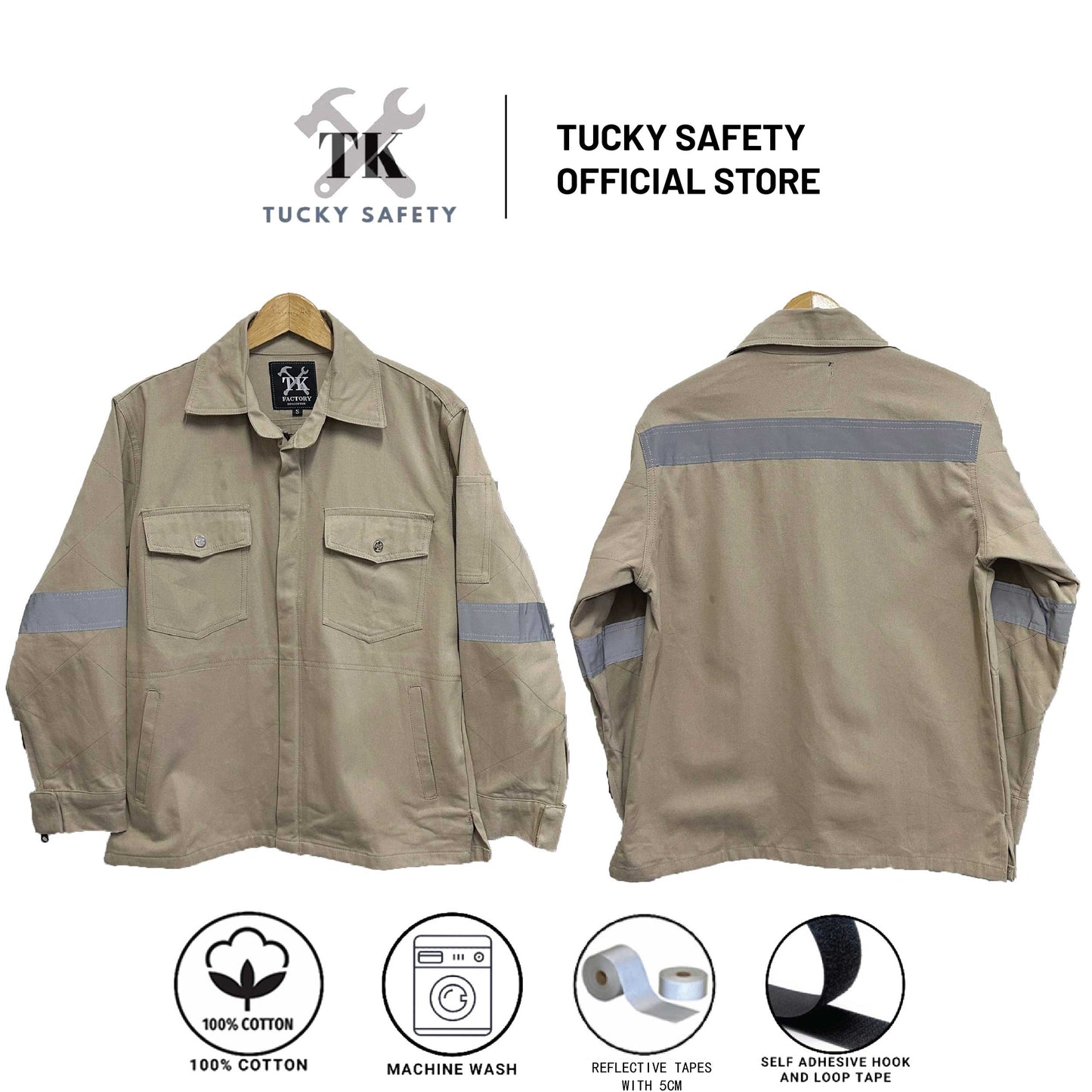 TK3900 - TK WELDING SAFETY JACKET WITH DOUBLE LAYER SLEEVE / BAJU KERJA WELDER DUA LAPIS LENGAN