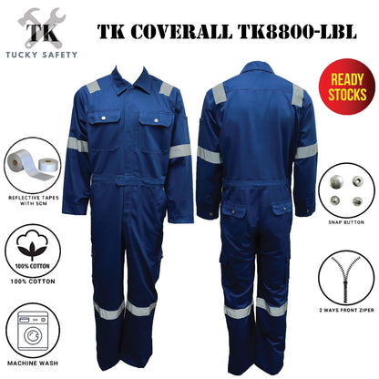 TK8800 - TK MEN'S HEAVY DUTY SAFETY COVERALL / COVERALL KAIN TEBAL LELAKI - Thick Material