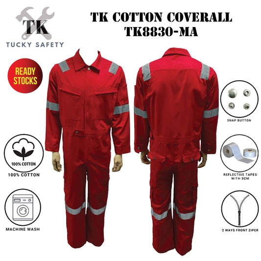 TK8830 - TK 100% COTTON MEN'S WORKING COVERALL WITH BUTTON / DOUBLE ZIPPER / 240GSM COVERALL KERJA LELAKI TK8830 - MA NEW