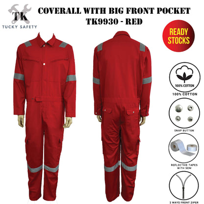 TK9930 - TK 100% COTTON MEN'S WORKING COVERALL WITH BUTTON / DOUBLE ZIPPER / COVERALL KERJA LELAKI COVERALL