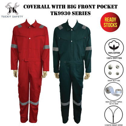 TK9930 - TK 100% COTTON MEN'S WORKING COVERALL WITH BUTTON / DOUBLE ZIPPER / COVERALL KERJA LELAKI COVERALL