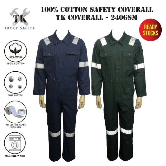 TK8810 - TK SAFETY REFLECTIVE COVERALL - HEAVY DUTY COVERALL SAFETY COVERALL Thick Material Kain Tebal 240gsm