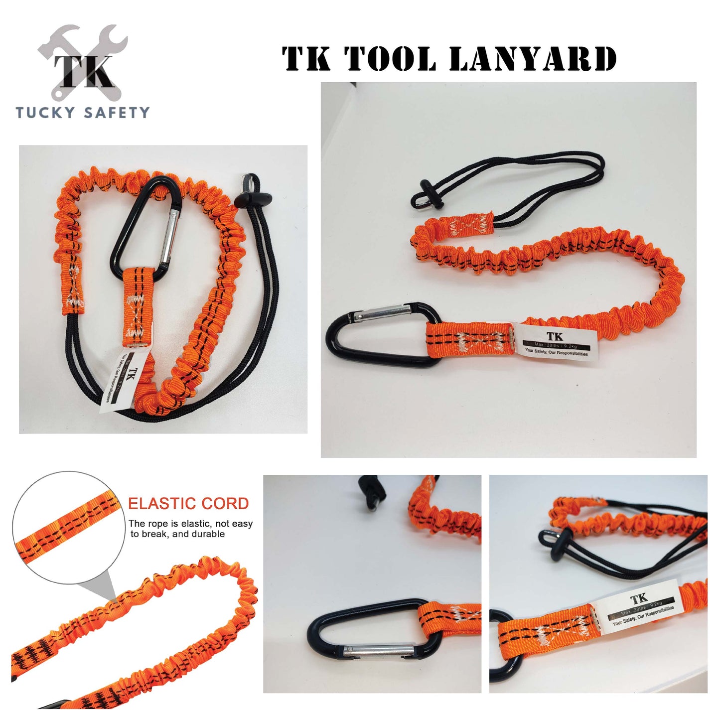 LANYARD - TK SAFETY TOOL SPRING LANYARD / SCAFFOLD TALI RATCHET MAX TOOL WEIGHT UP TO 9.2 KG