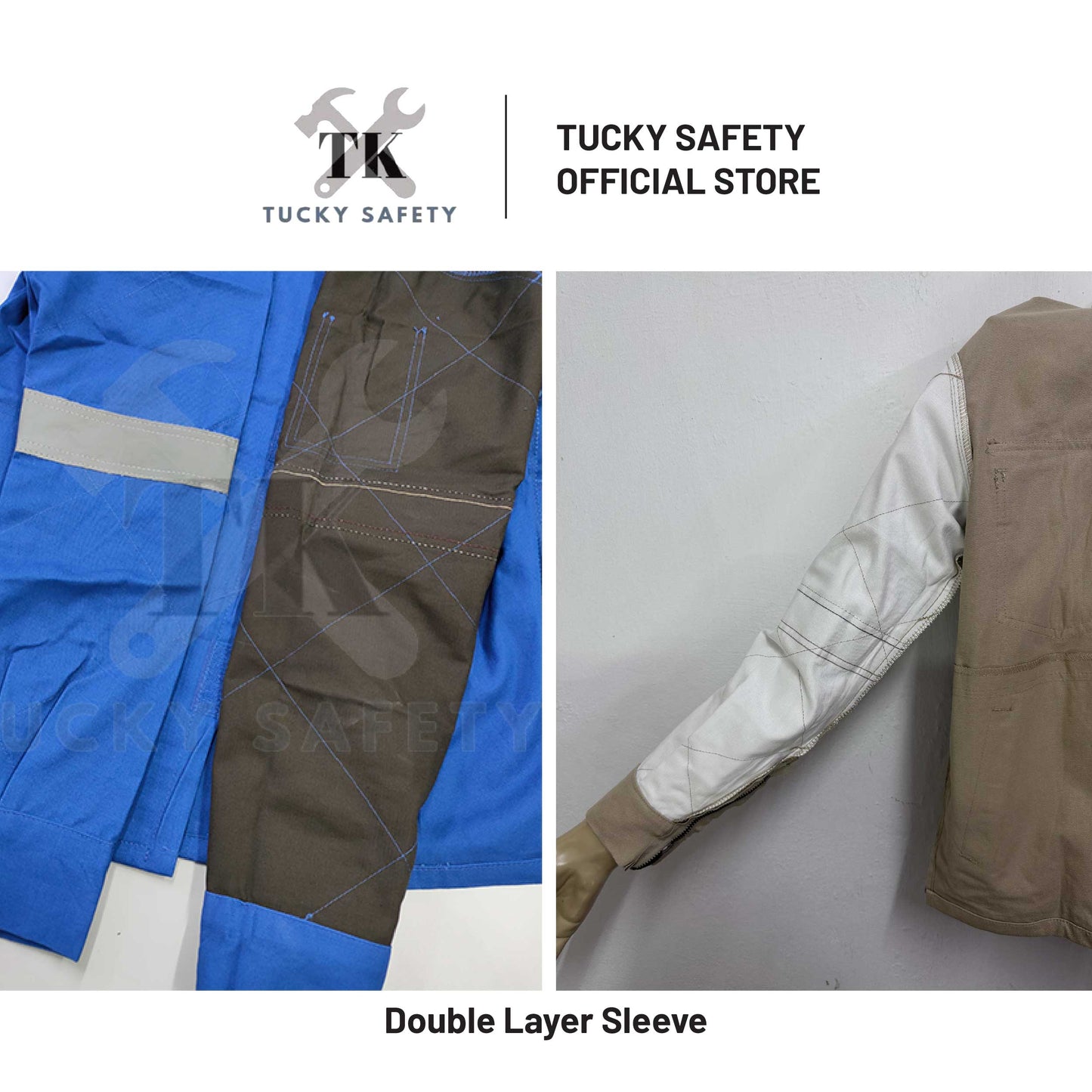 TK3900 - TK WELDING SAFETY JACKET WITH DOUBLE LAYER SLEEVE / BAJU KERJA WELDER DUA LAPIS LENGAN