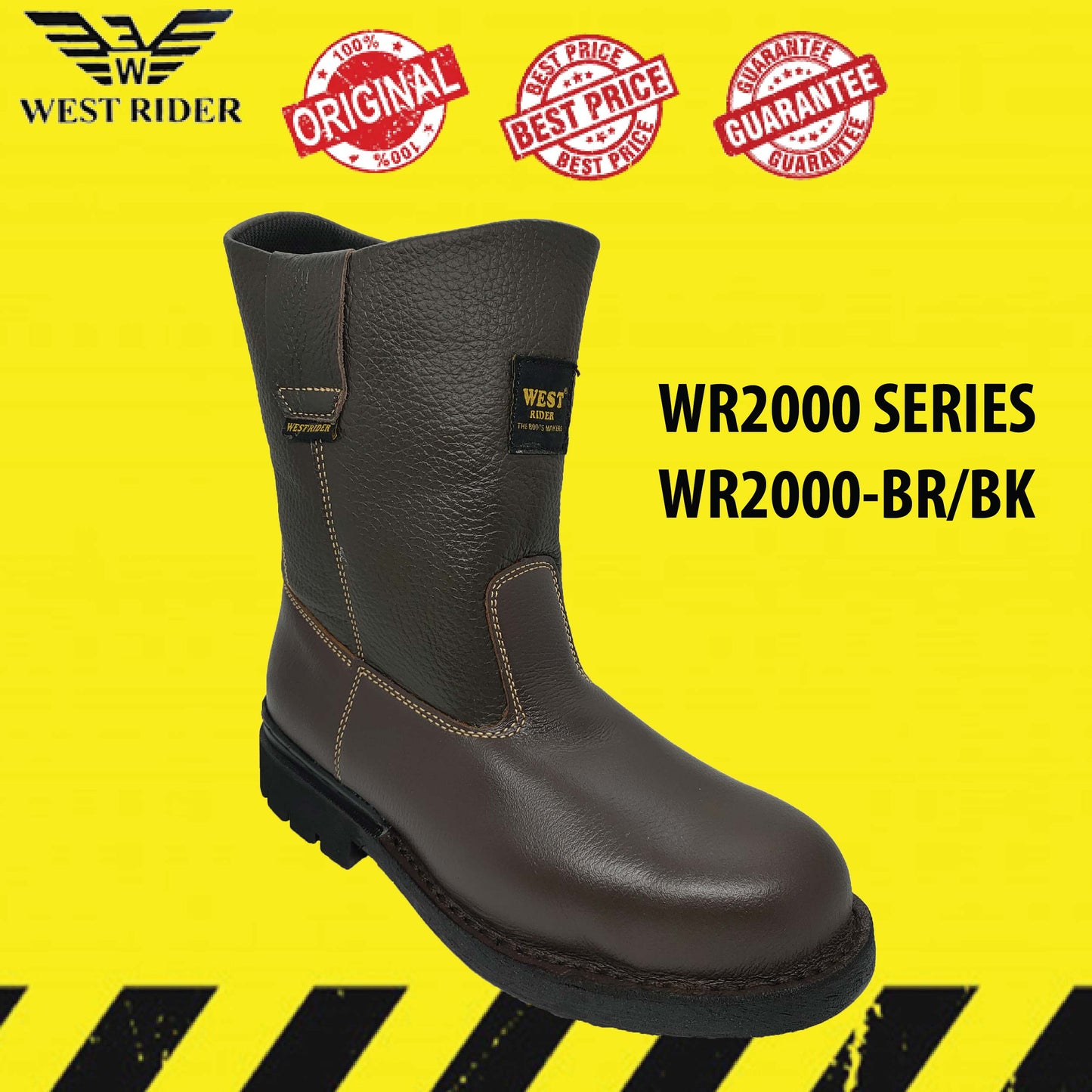 WR2000 Lembut+Keras - WEST RIDER HIGH CUT SAFETY BOOT / STEEL TOE CAP OIL RESISTANT / KASUT KERJA LELAKI