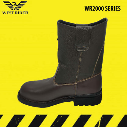 WR2000 Lembut+Keras - WEST RIDER HIGH CUT SAFETY BOOT / STEEL TOE CAP OIL RESISTANT / KASUT KERJA LELAKI