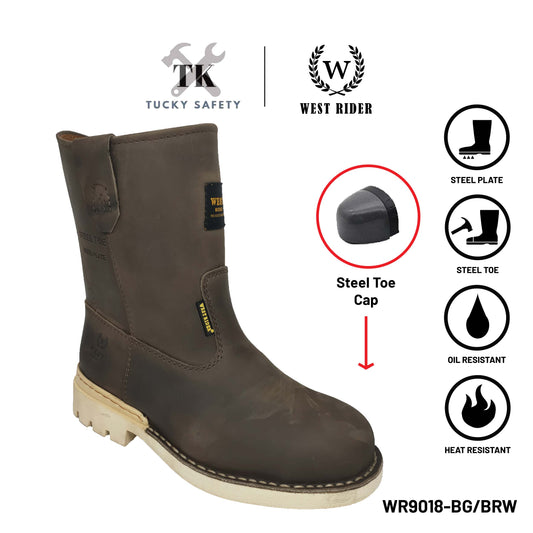 WR 9018 BG/BRW - WEST RIDER SAFETY BOOT / KASUT SAFETY KERJA / LEATHER SAFETY BOOT HEAVY DUTY SAFETY BOOT HIGH CUT BOOT