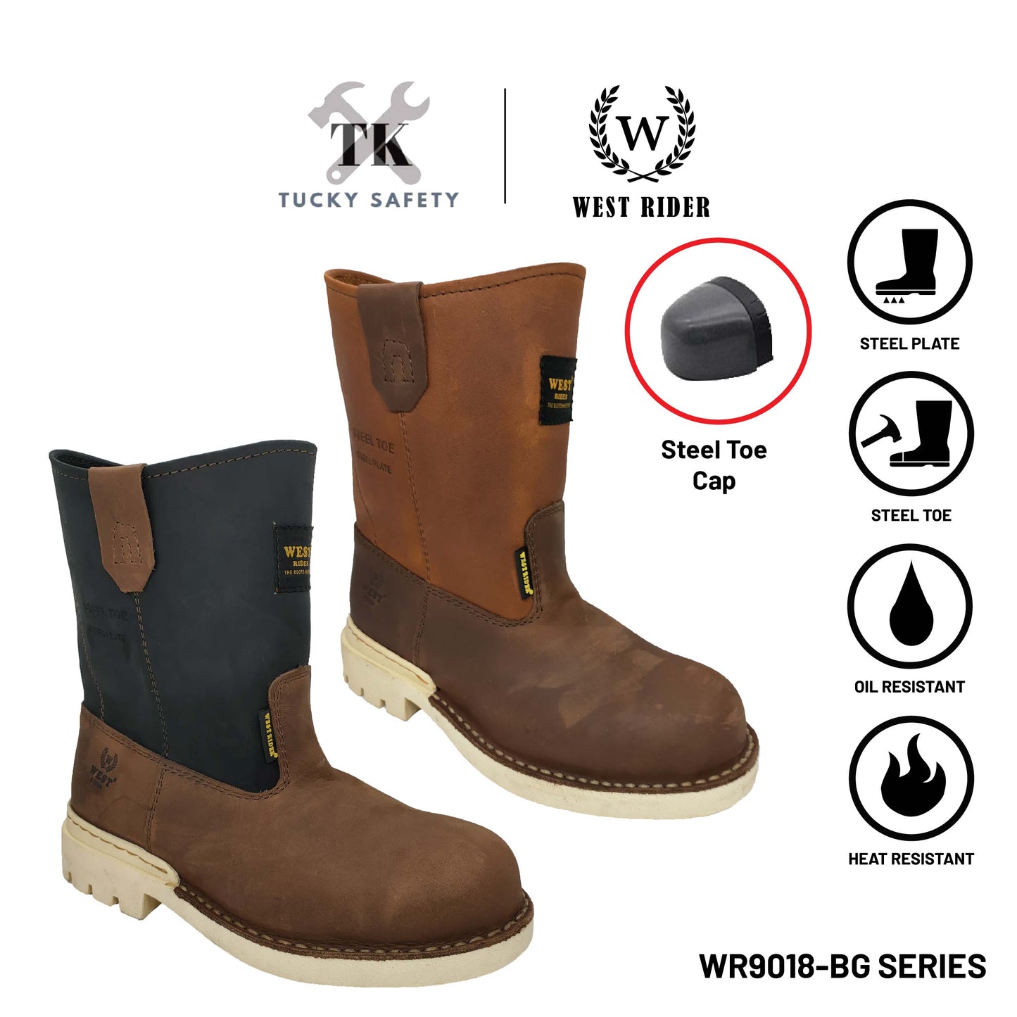 WR 9018 BG - WEST RIDER SAFETY BOOT / KASUT SAFETY KERJA / LEATHER SAFETY BOOT HEAVY DUTY SAFETY BOOT HIGH CUT BOOT