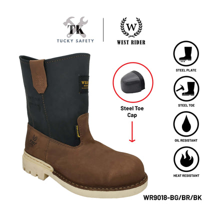 WR 9018 BG - WEST RIDER SAFETY BOOT / KASUT SAFETY KERJA / LEATHER SAFETY BOOT HEAVY DUTY SAFETY BOOT HIGH CUT BOOT