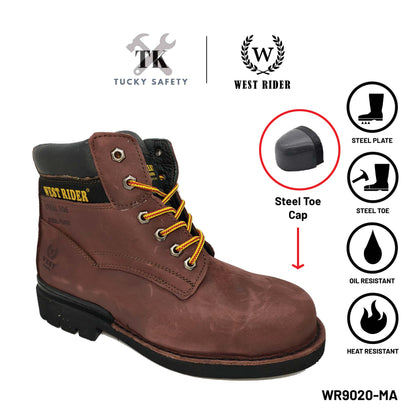 WR9020 SERIES WEST RIDER LEATHER HEAVY DUTY MID CUT LACE UP SAFETY BOOT / KASUT KERJA TALI LELAKI