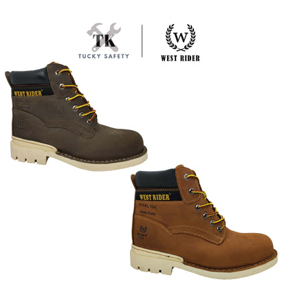 WR9020 BG ( SIZE 6-11 ) WEST RIDER LEATHER HEAVY DUTY MID CUT LACE UP SAFETY BOOT / KASUT KERJA TALI LELAKI