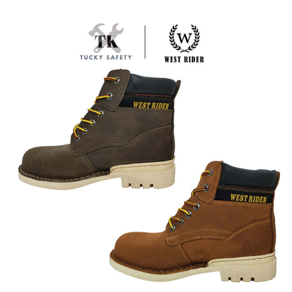 WR9020 BG ( SIZE 6-11 ) WEST RIDER LEATHER HEAVY DUTY MID CUT LACE UP SAFETY BOOT / KASUT KERJA TALI LELAKI