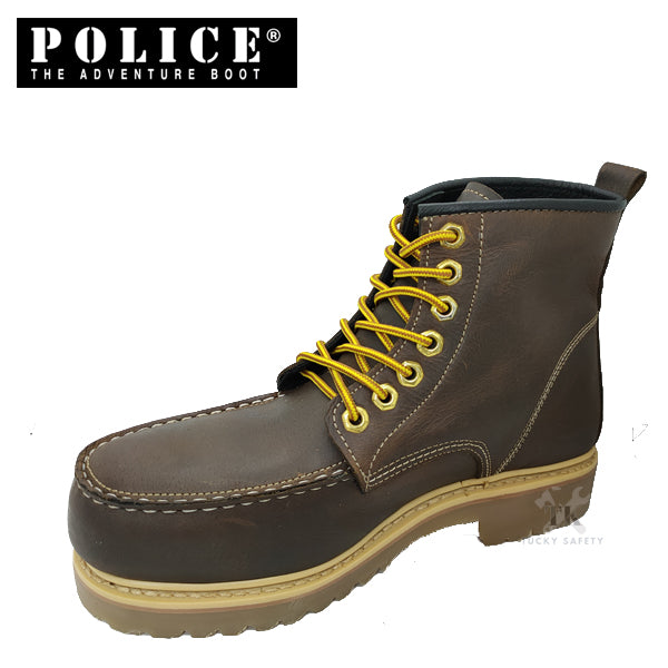 93500-G13P POLICE MEN'S PREMIUM LEATHER SAFETY BOOT / MEN'S HEAVY DUTY  SAFETY BOOT / KASUT KERJA LELAKI - BROWN