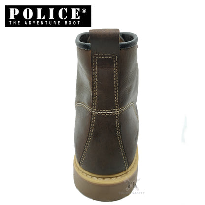 93500-G13P POLICE MEN'S PREMIUM LEATHER SAFETY BOOT / MEN'S HEAVY DUTY  SAFETY BOOT / KASUT KERJA LELAKI - BROWN