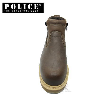 93501-G13P POLICE PREMIUM LEATHER MEN'S SAFETY BOOT / MEN'S HEAVY DUTY  SAFETY BOOT / KASUT KERJA LELAKI - BROWN