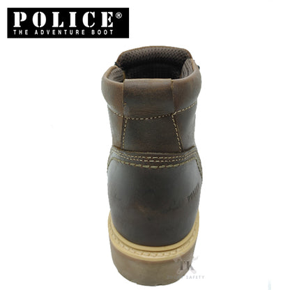 93501-G13P POLICE PREMIUM LEATHER MEN'S SAFETY BOOT / MEN'S HEAVY DUTY  SAFETY BOOT / KASUT KERJA LELAKI - BROWN