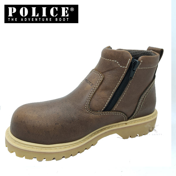 93391-G14P POLICE PREMIUM LEATHER WOMEN'S SAFETY BOOT / WOMEN'S HEAVY DUTY SAFETY BOOT / KASUT KERJA PEREMPUAN - BROWN