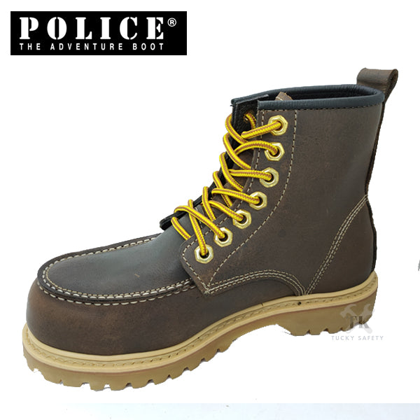 93392-G13P POLICE WOMEN'S PREMIUM LEATHER SAFETY BOOT / WOMEN'S HEAVY DUTY SAFETY BOOT / KASUT KERJA PEREMPUAN - BROWN