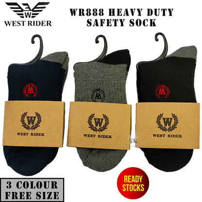 WR888 SOCK - READY STOCK WEST RIDER HEAVY DUTY SAFETY MEN SOCK / STOKING LELAKI KERJA TAHAN LASAK / STRETCHABLE 100% COTTON